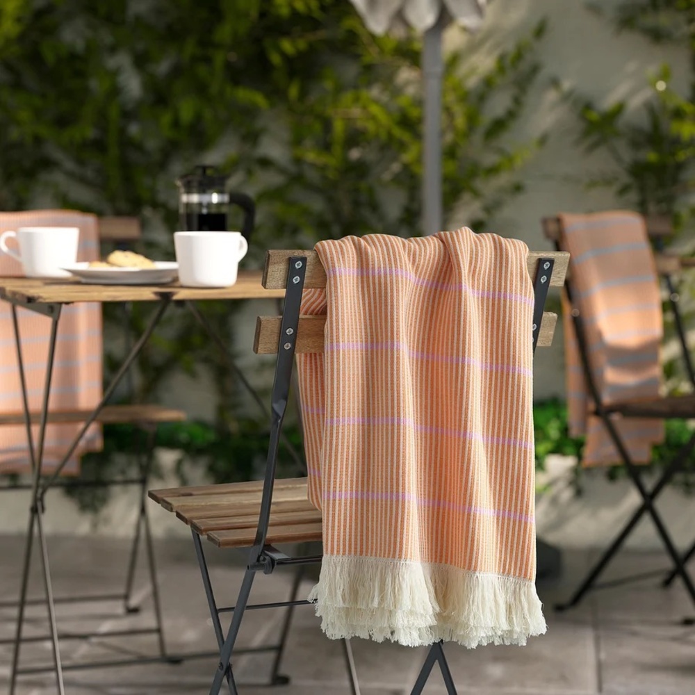 100% Cotton Striped Orange and Pink Throw Blanket